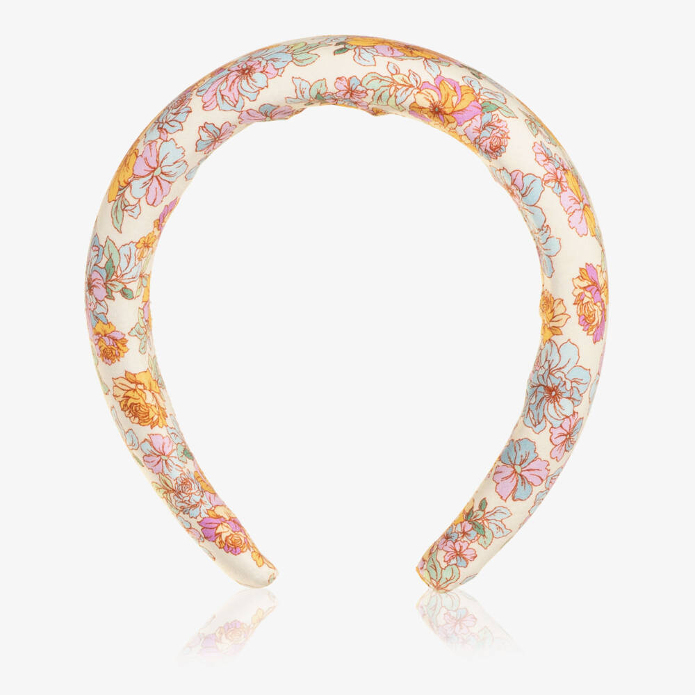 Marlo Kids-Girls Ivory Padded Cotton Hairband in Floral Print | Childrensalon