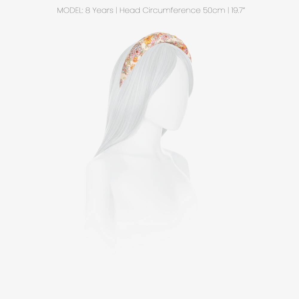 Marlo Kids-Girls Ivory Padded Cotton Hairband in Floral Print | Childrensalon