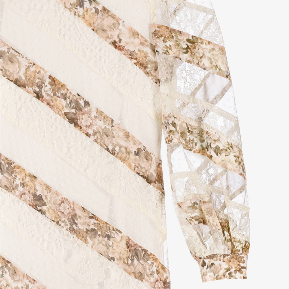 Marlo Kids-Girls Ivory & Pink Floral Maxi Dress | Childrensalon