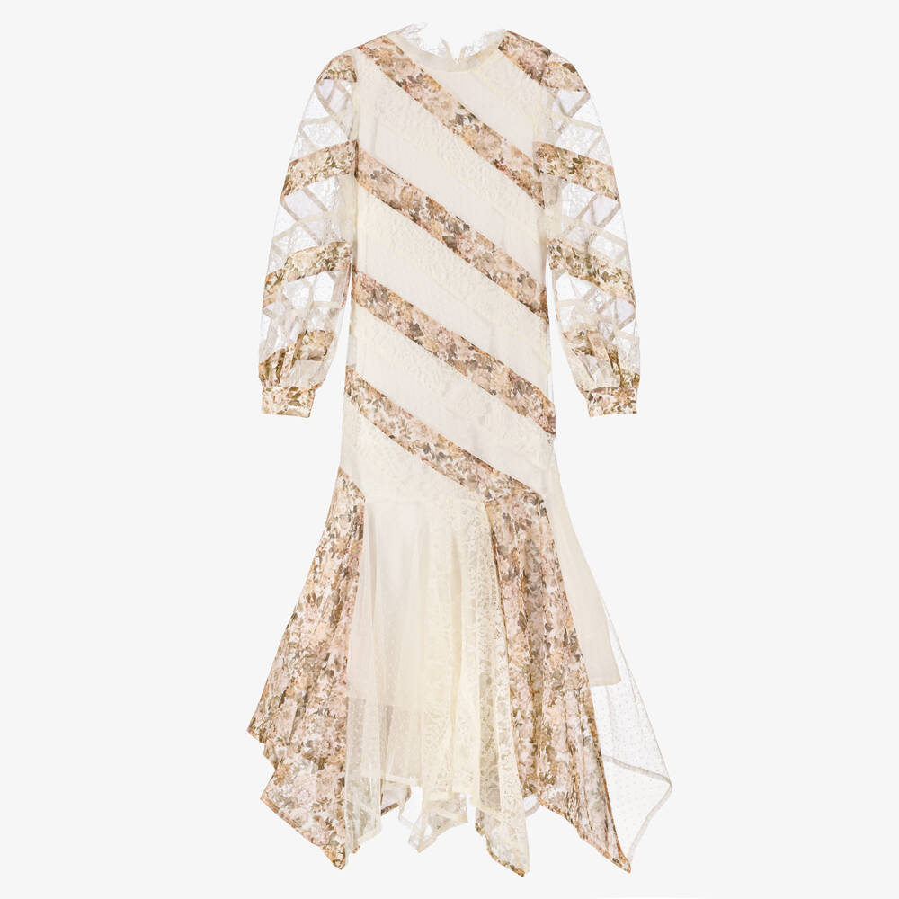 Marlo Kids-Girls Ivory & Pink Floral Maxi Dress | Childrensalon