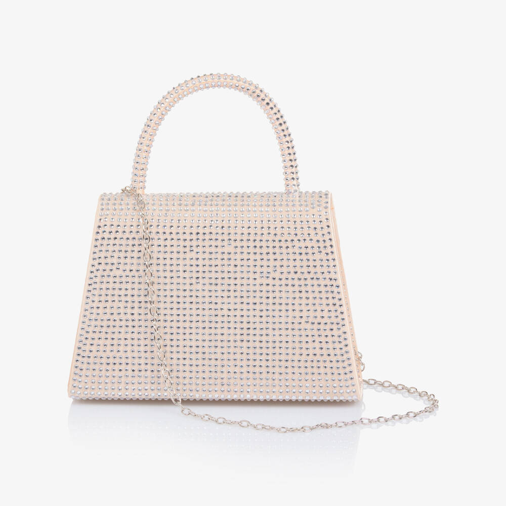 Marlo Kids-حقيبة مزينة بفيونكة وكريستال لون زهري فاتح للبنات (18 سم) | Childrensalon