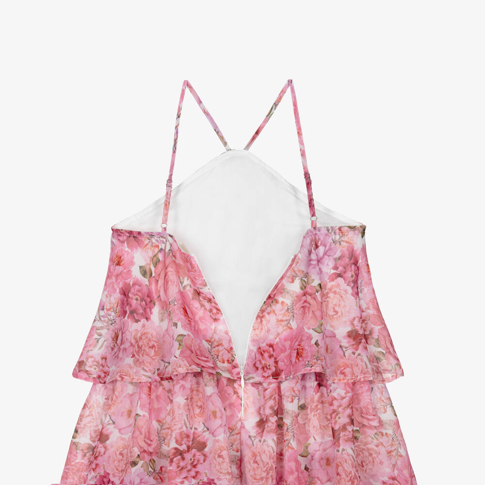 Marlo Kids-Girls Pink Floral Chiffon Maxi Dress | Childrensalon