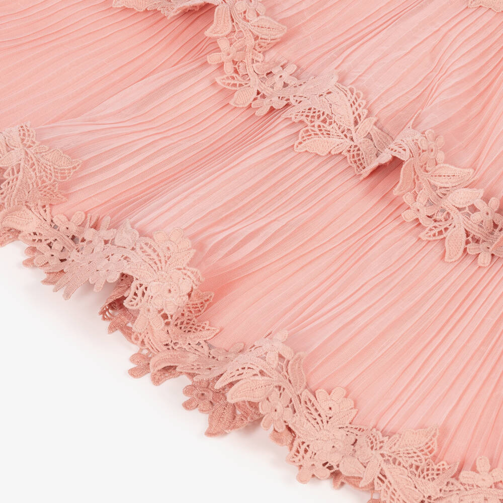 Marlo Kids-Girls Pink Floral Lace Tiered Dress | Childrensalon
