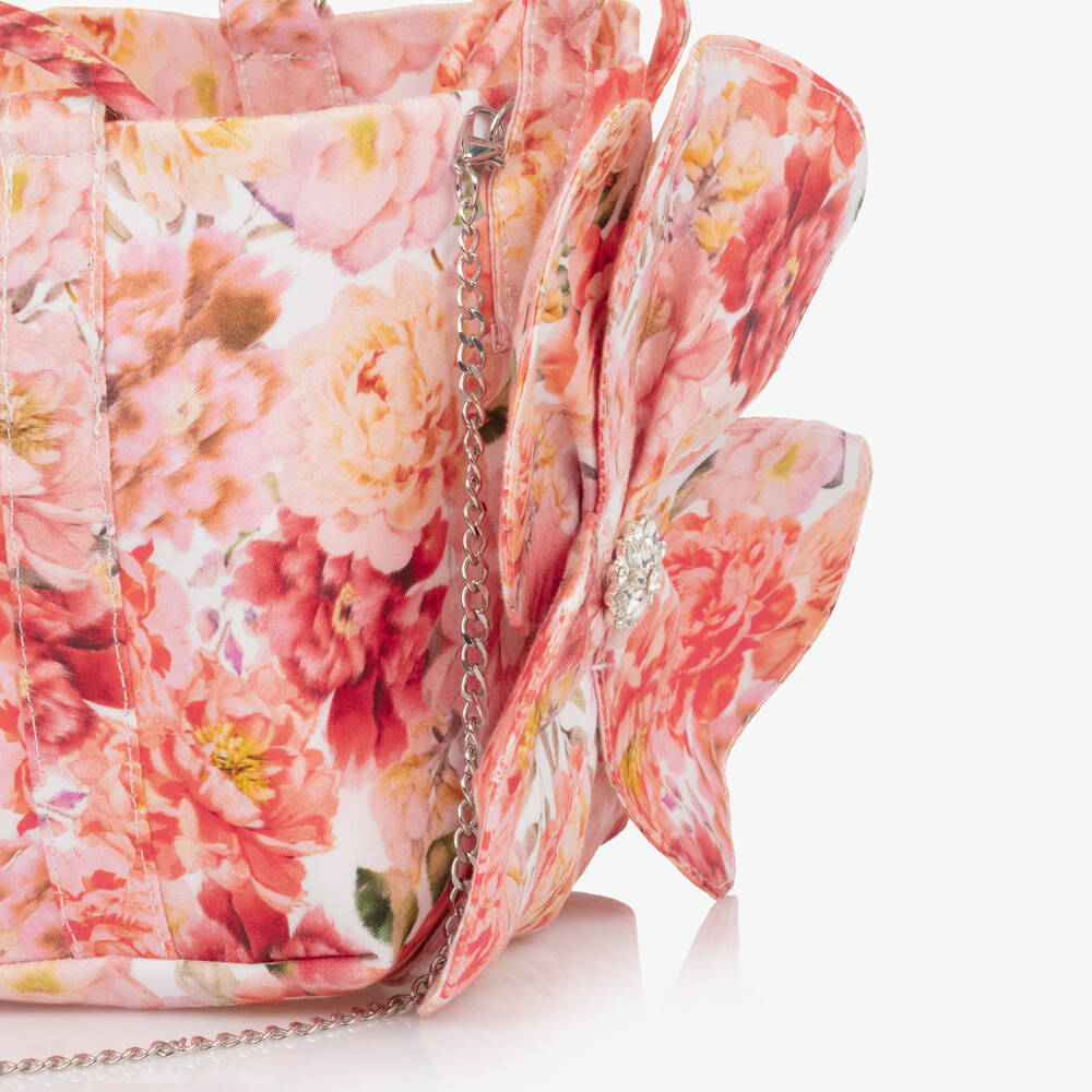 Marlo Kids-حقيبة يد بطبعة ورود مع جيب داخلي لون زهري للبنات (14 سم) | Childrensalon