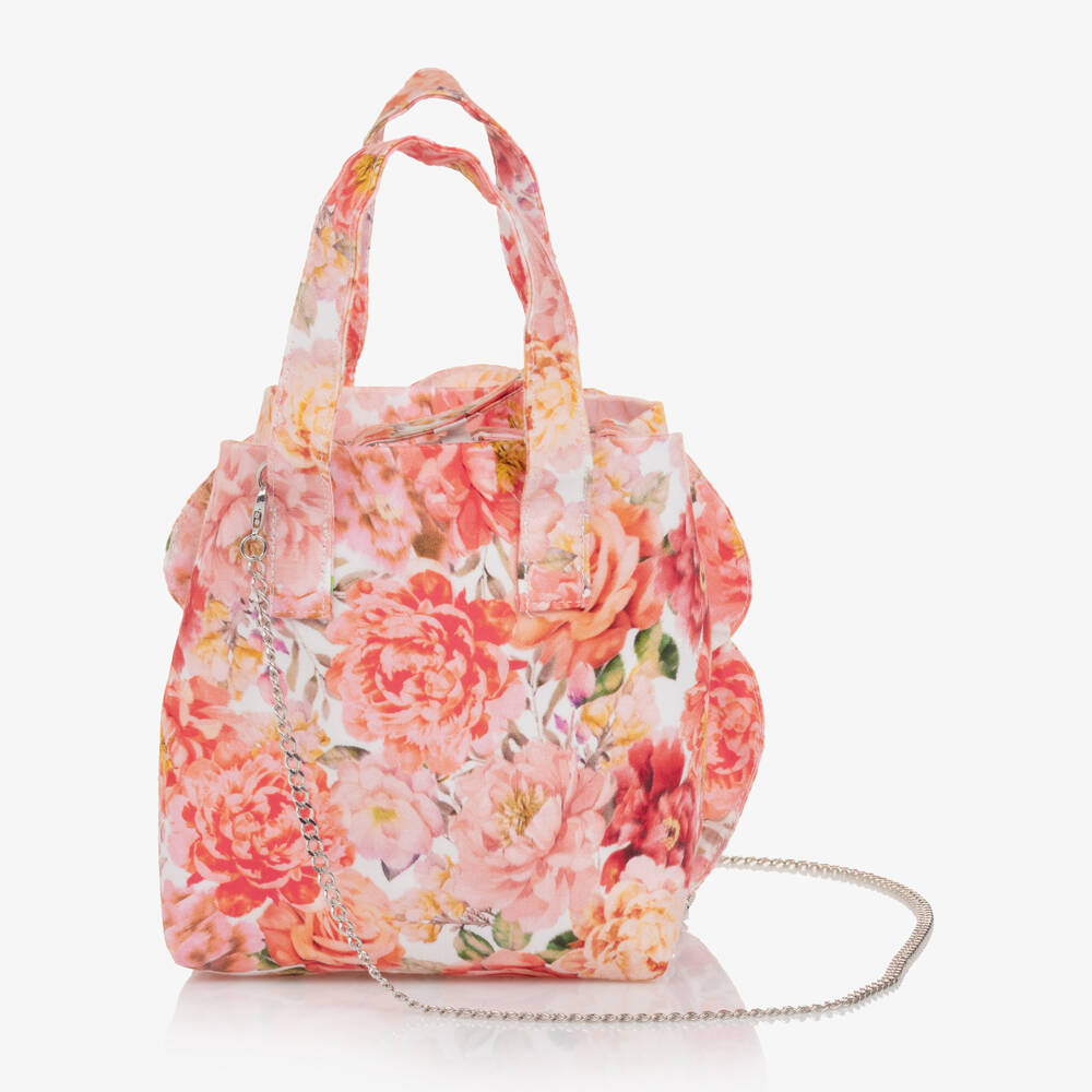 Marlo Kids-حقيبة يد بطبعة ورود مع جيب داخلي لون زهري للبنات (14 سم) | Childrensalon