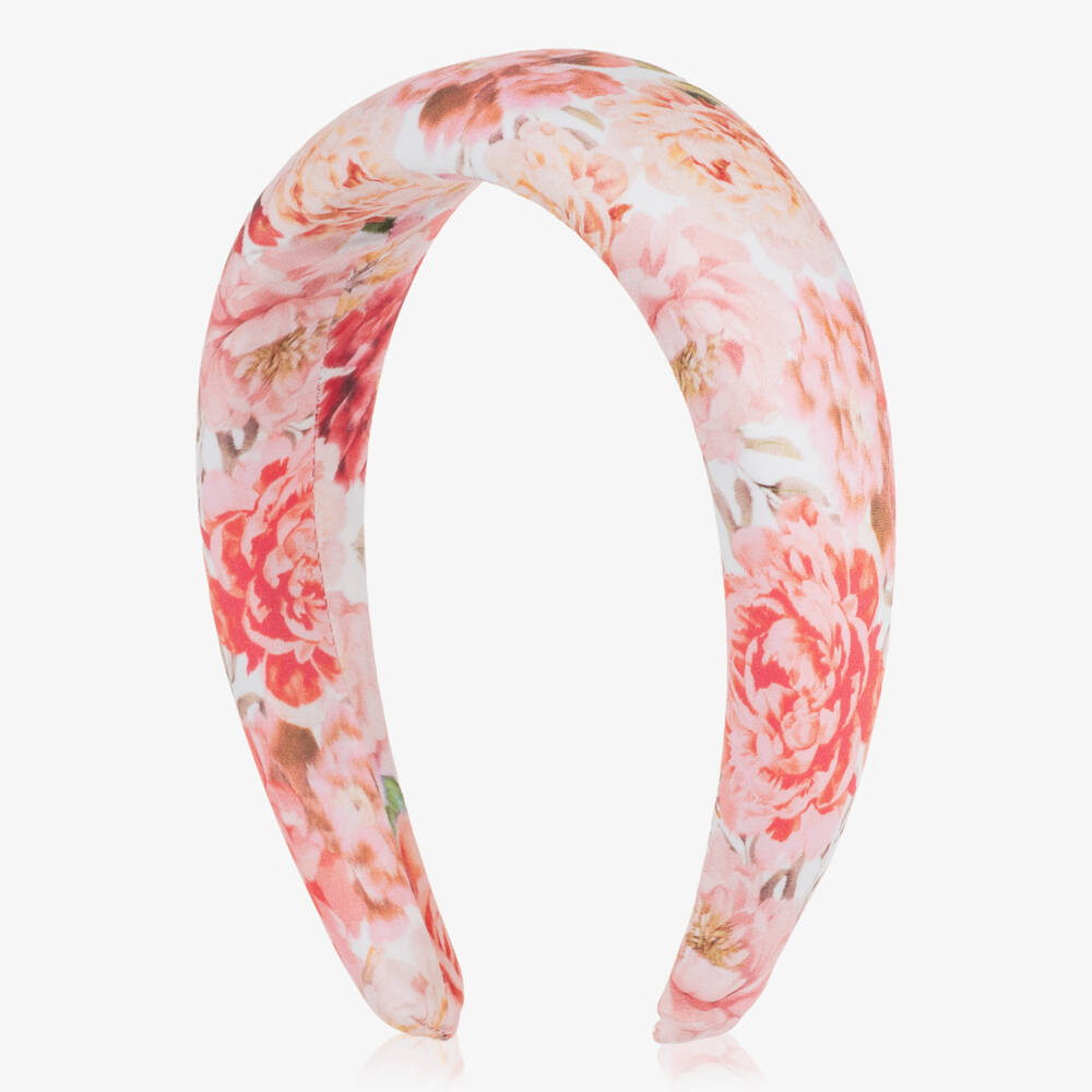 Marlo Kids-Ободок для волос розовый с цветочным принтом для девочек | Childrensalon