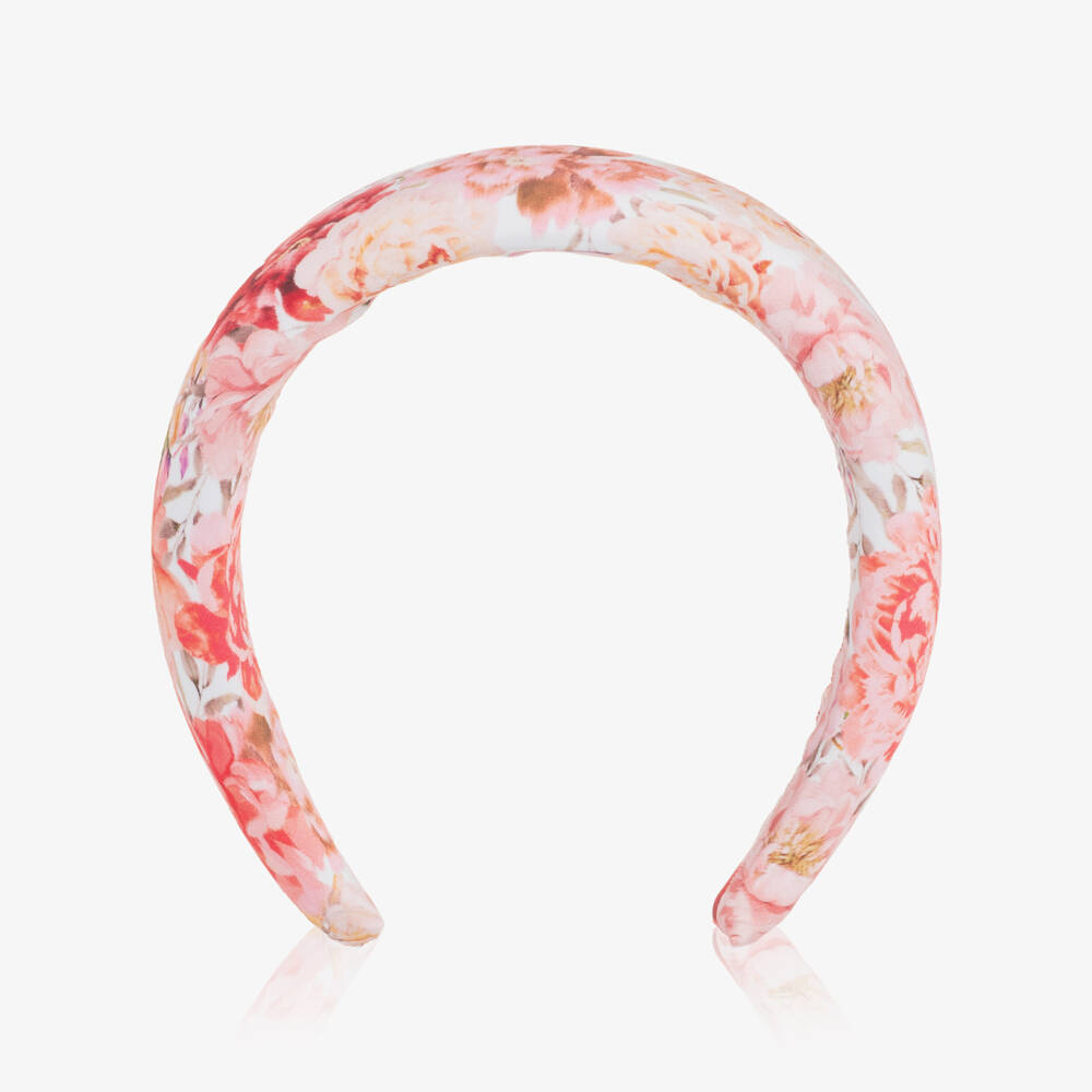 Marlo Kids-Ободок для волос розовый с цветочным принтом для девочек | Childrensalon