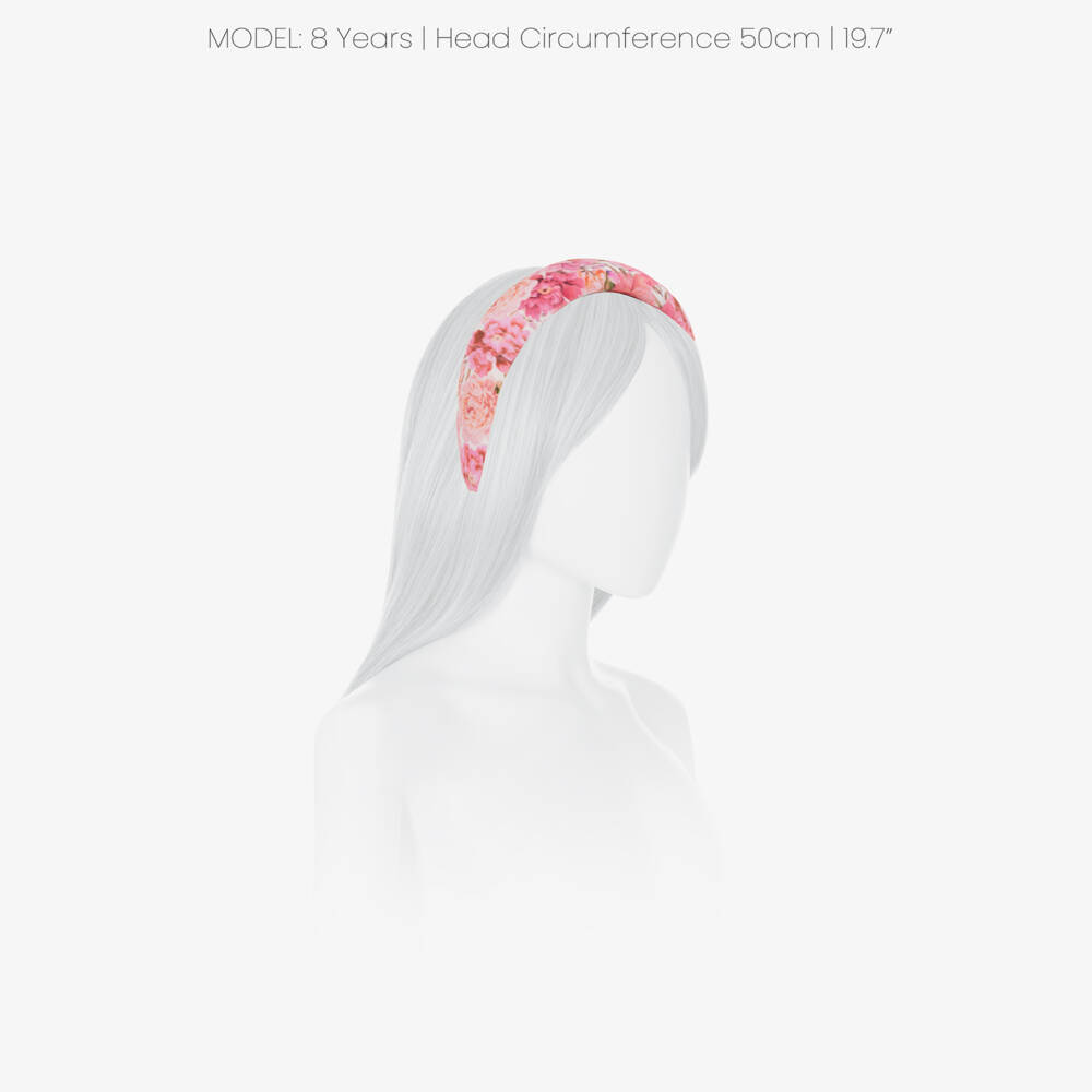 Marlo Kids-Girls Pink Floral Sateen Padded Hairband | Childrensalon