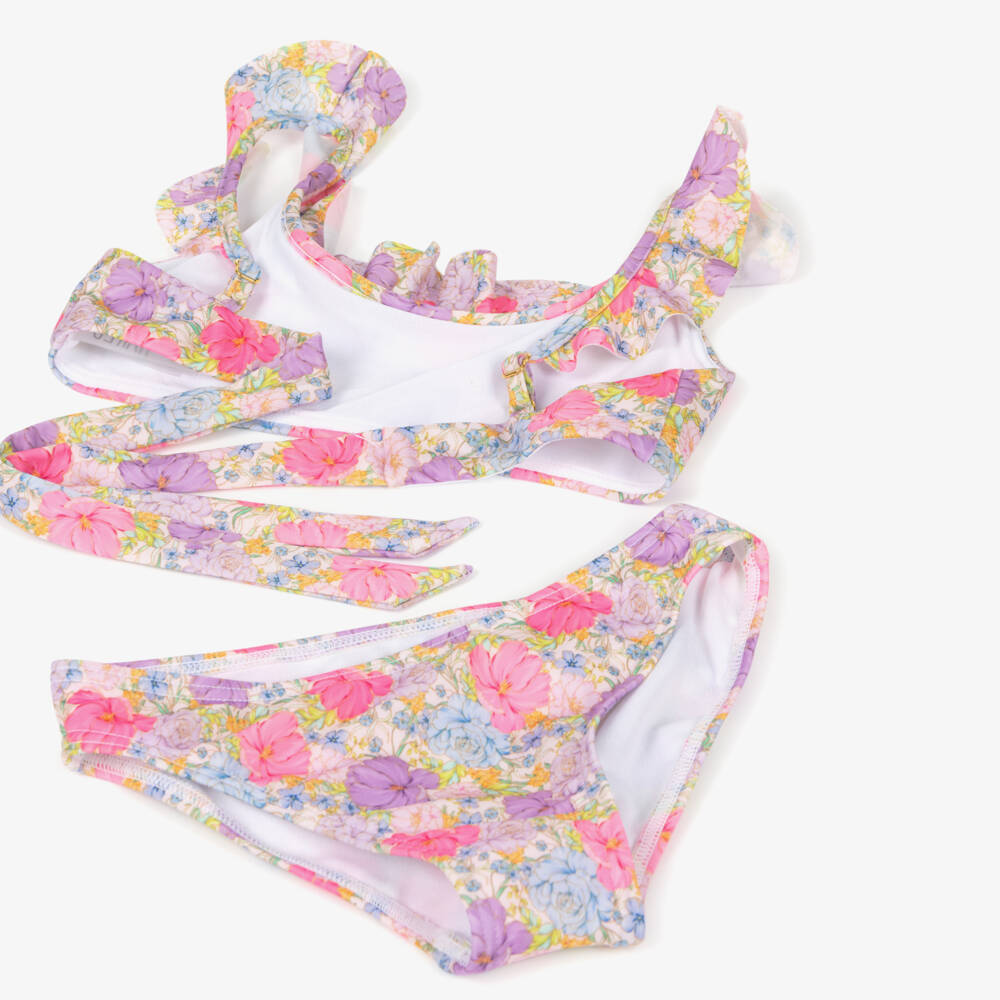 Marlo Kids-بيكيني بنقشة زهور لون بنفسجي وزهري للبنات  | Childrensalon