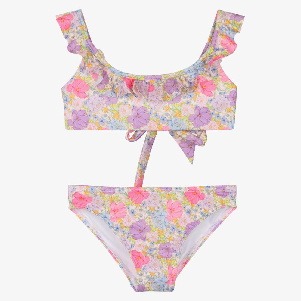 Marlo Kids-Girls Pink & Purple Floral Bikini | Childrensalon