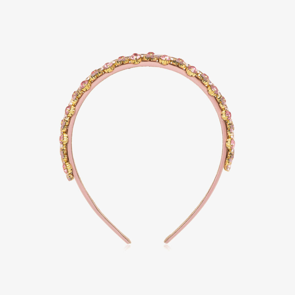 Marlo Kids-Girls Pink Satin Jewelled Hairband | Childrensalon