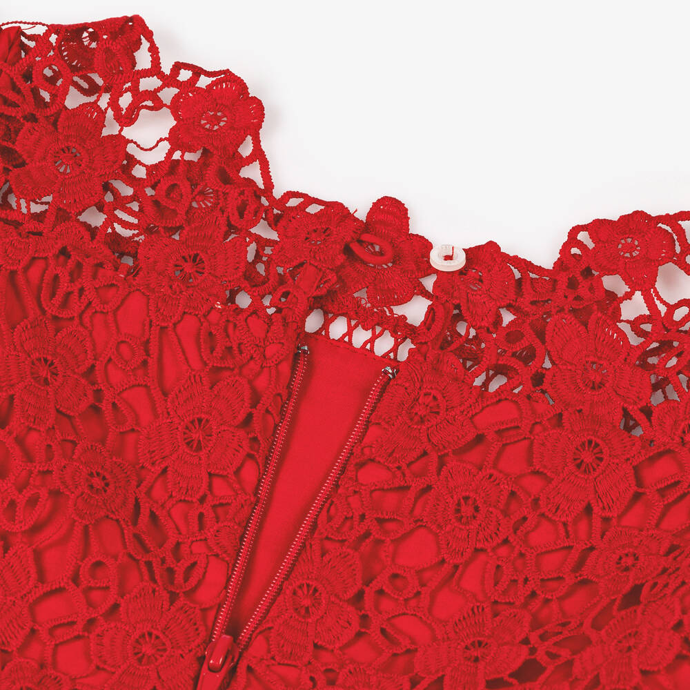 Marlo Kids-Girls Red Guipure Lace Dress | Childrensalon