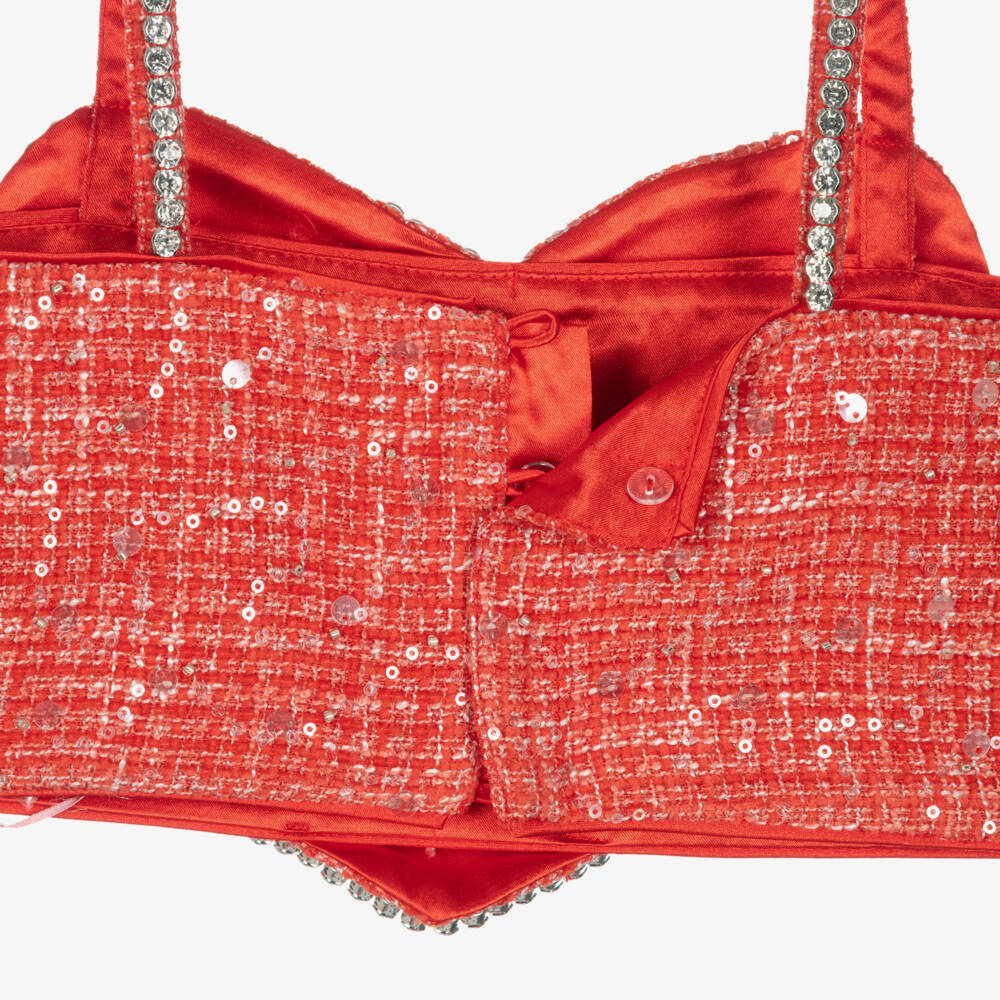 Marlo Kids-توب تويد لون أحمر بشكل قلب للبنات | Childrensalon