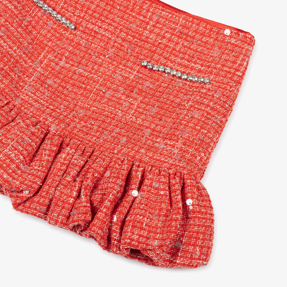 Marlo Kids-Юбка твидовая с пузырчатым подолом красная для девочек | Childrensalon