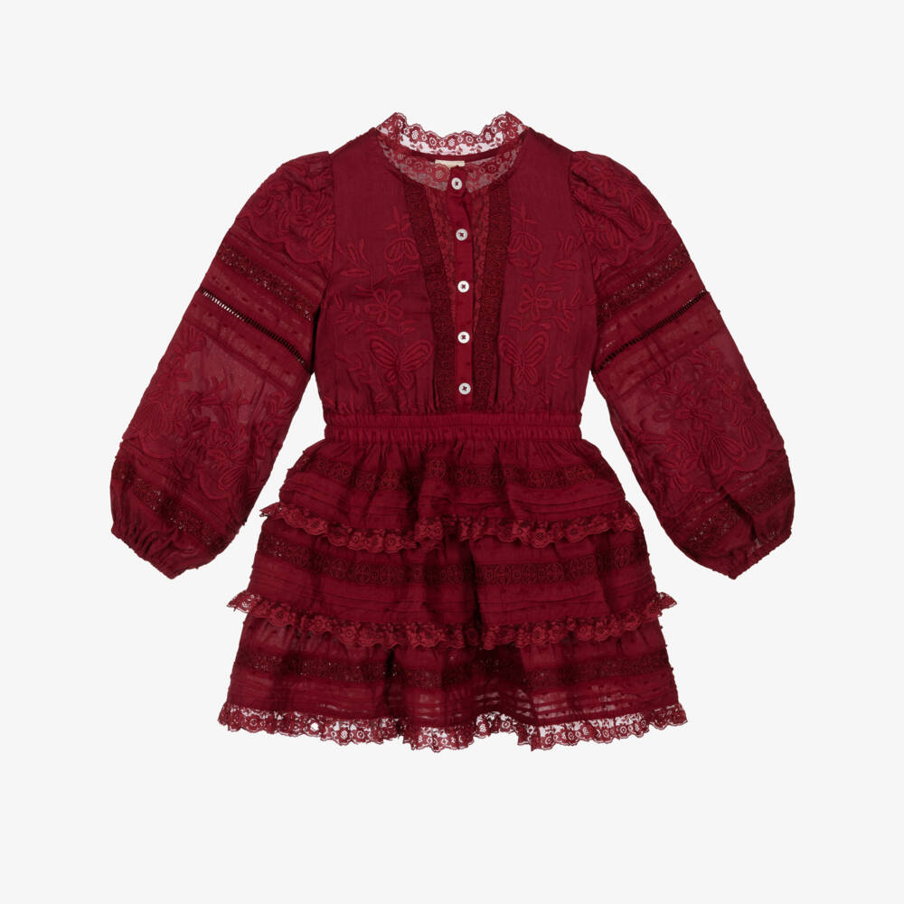 Marlo Kids Multicolor Ilaria Tiered Floral-Embroidered Skirt