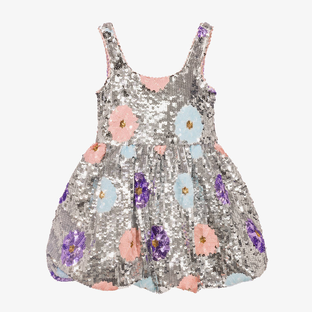 Marlo Kids-Girls Silver Sequin Mini Dress | Childrensalon