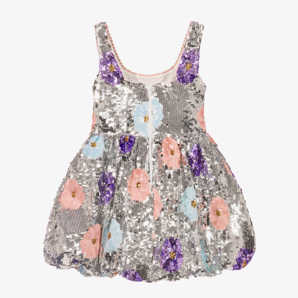 Marlo Kids-Girls Silver Sequin Mini Dress | Childrensalon