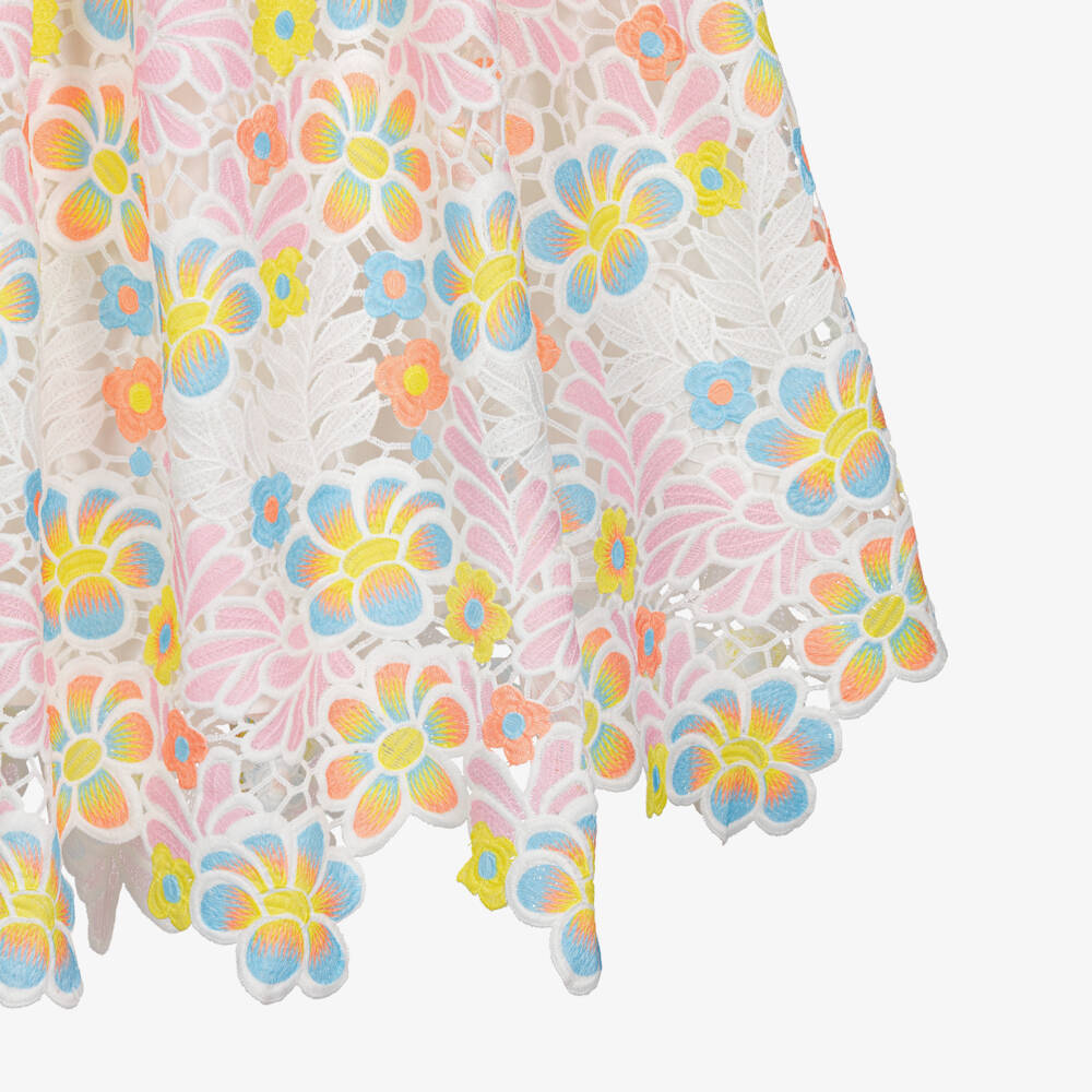 Marlo Kids-Girls White Floral Embroidered Lace Maxi Dress | Childrensalon