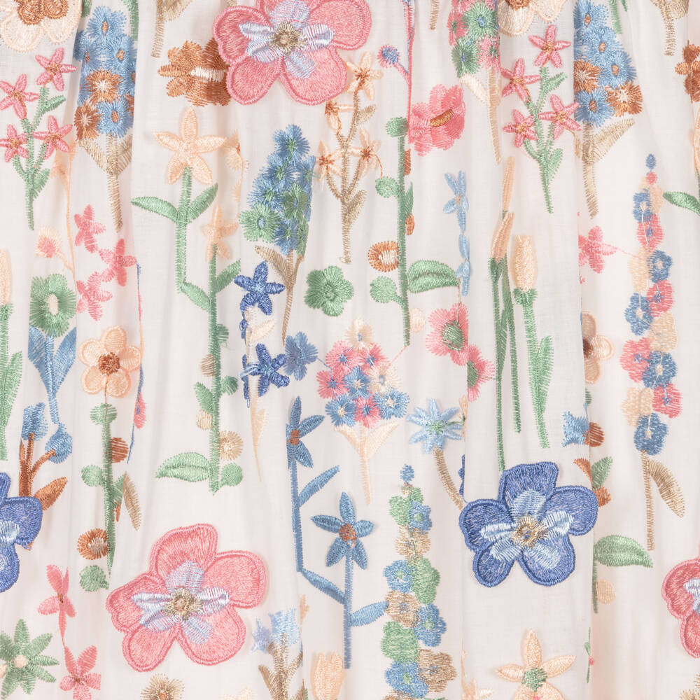 Marlo Kids-Платье макси белое с цветочной вышивкой для девочек | Childrensalon