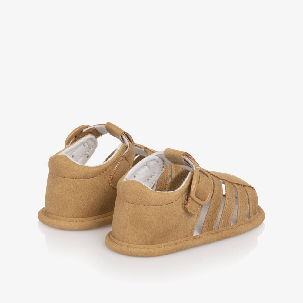 Mayoral Newborn-Baby Beige Faux Leather Pre-Walker Sandals | Childrensalon