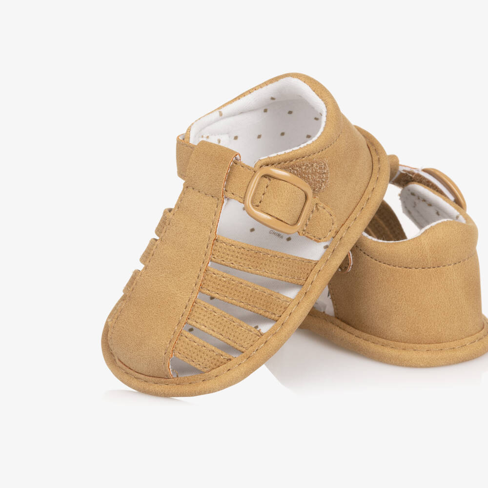 Mayoral Newborn-Baby Beige Faux Leather Pre-Walker Sandals | Childrensalon
