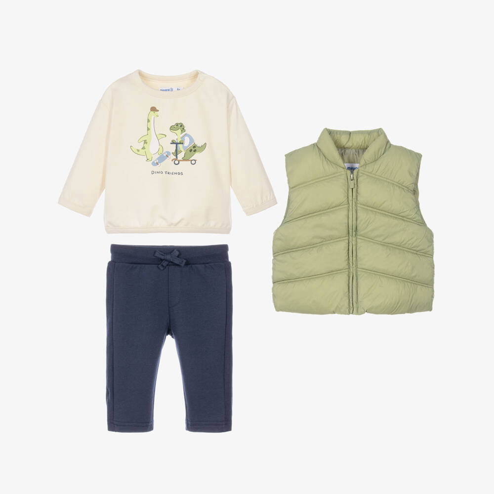 Mayoral-Baby Boys 3 Piece Dinosaur Joggers Set | Childrensalon