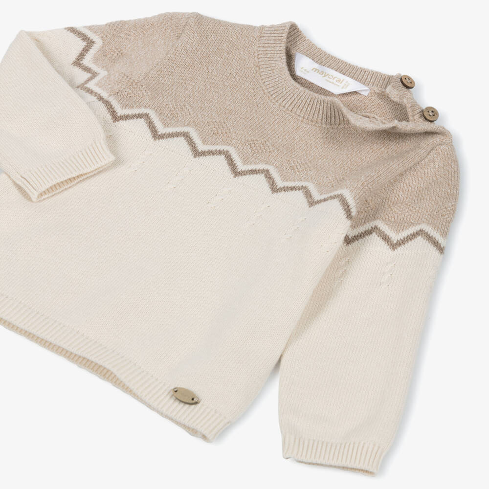 Mayoral Newborn-Baby Boys Beige & Brown Corduroy Trouser Set | Childrensalon