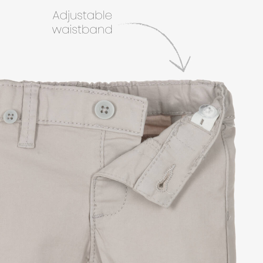 Mayoral Для новорожденных-Baby Boys Beige Cotton Trousers with Striped Braces | Childrensalon