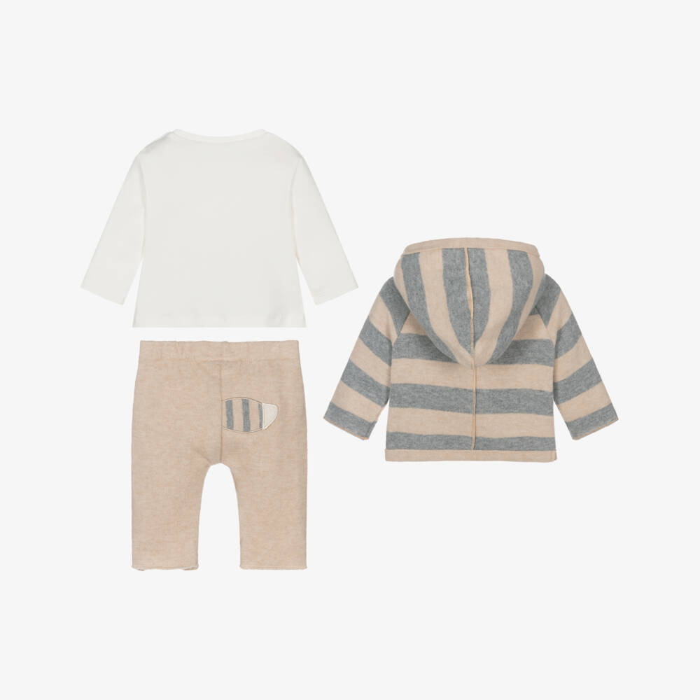 Mayoral Newborn-Baby Boys Beige & Grey Fox Trouser Set | Childrensalon