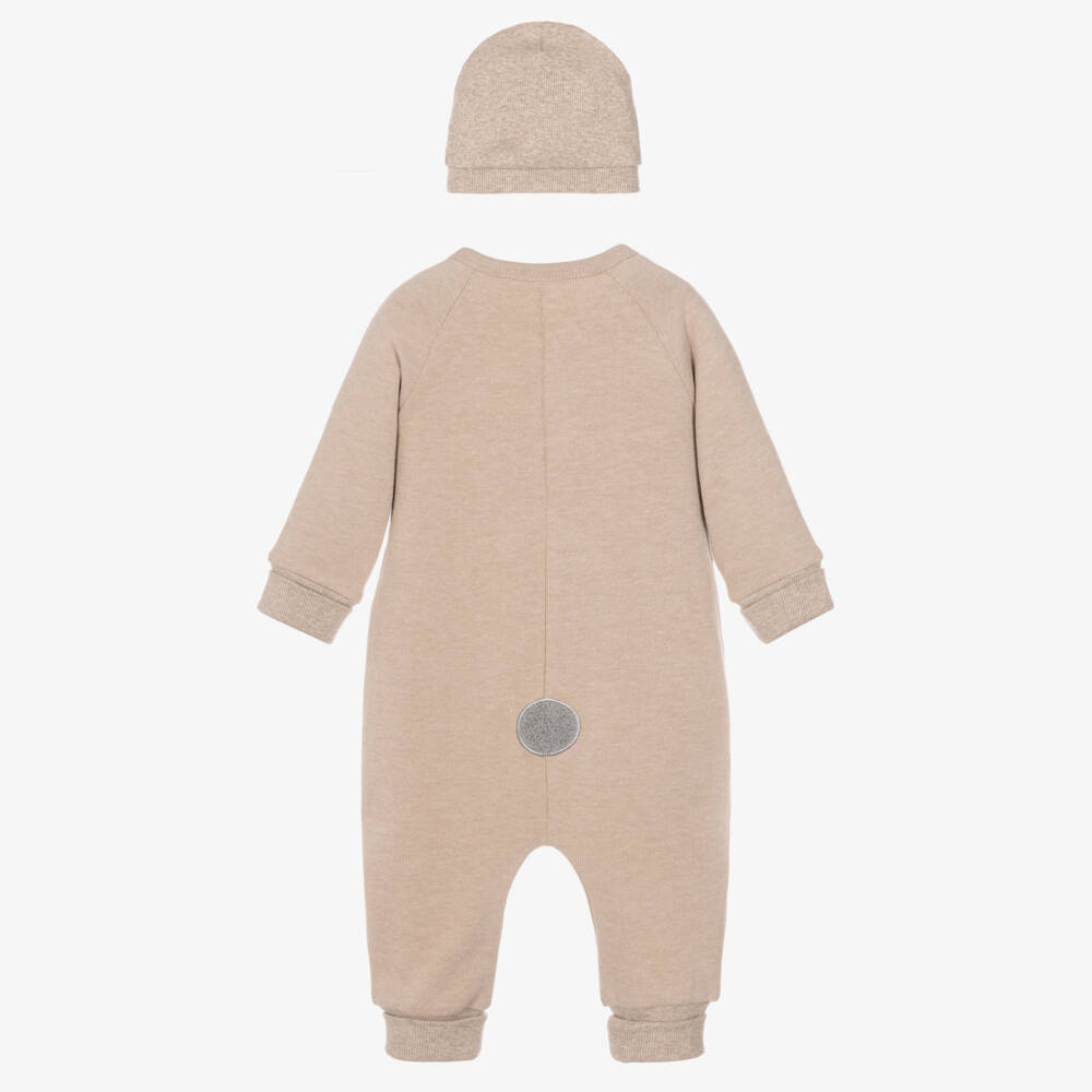Mayoral Newborn-Baby Boys Beige Jersey Knit Bear Babysuit Set | Childrensalon