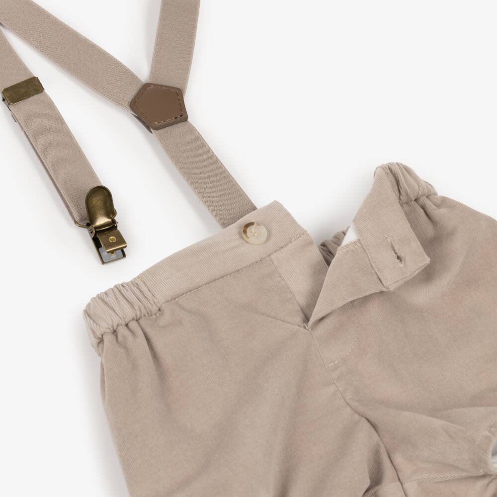Mayoral Newborn-Baby Boys Beige Needlecord Shorts Set | Childrensalon
