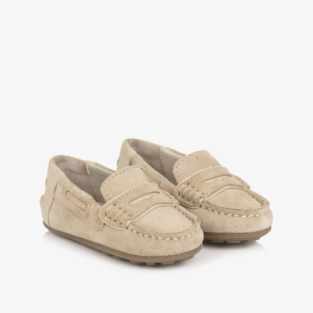Mayoral-Baby Boys Beige Suede Leather Moccasins | Childrensalon