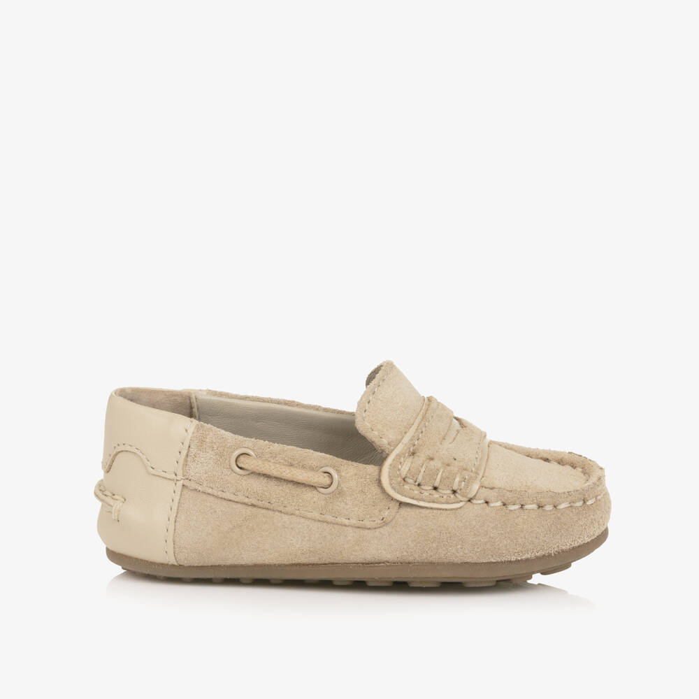 Mayoral-Baby Boys Beige Suede Leather Moccasins | Childrensalon