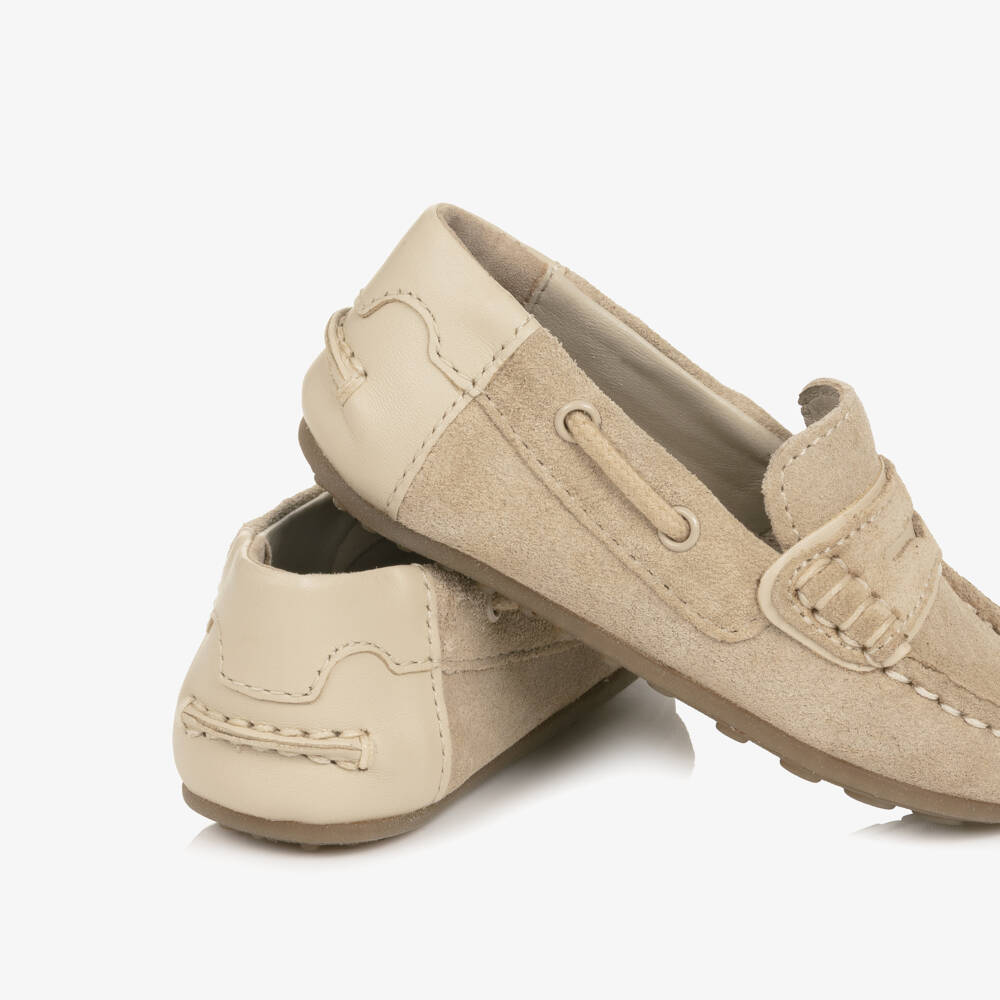 Mayoral-Baby Boys Beige Suede Leather Moccasins | Childrensalon
