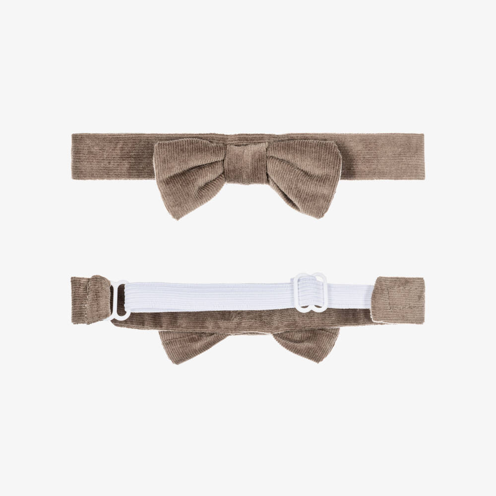 Mayoral Newborn-Baby Boys Beige Trouser Set with Bow Tie | Childrensalon
