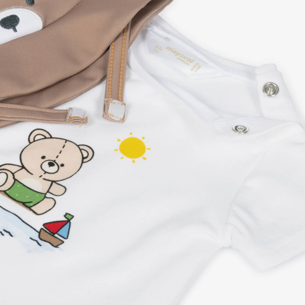Mayoral Newborn-Baby Boys Blue & Brown Teddy Beach Set | Childrensalon