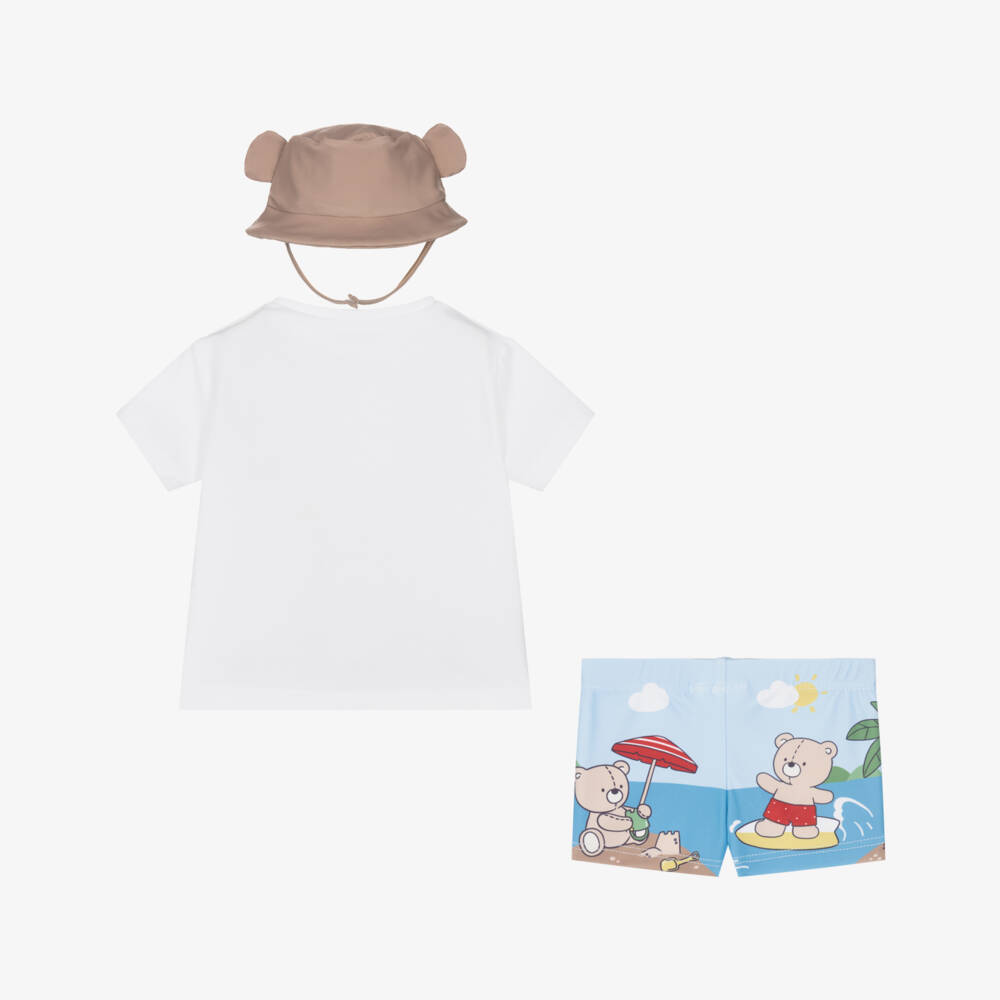 Mayoral Newborn-Baby Boys Blue & Brown Teddy Beach Set | Childrensalon