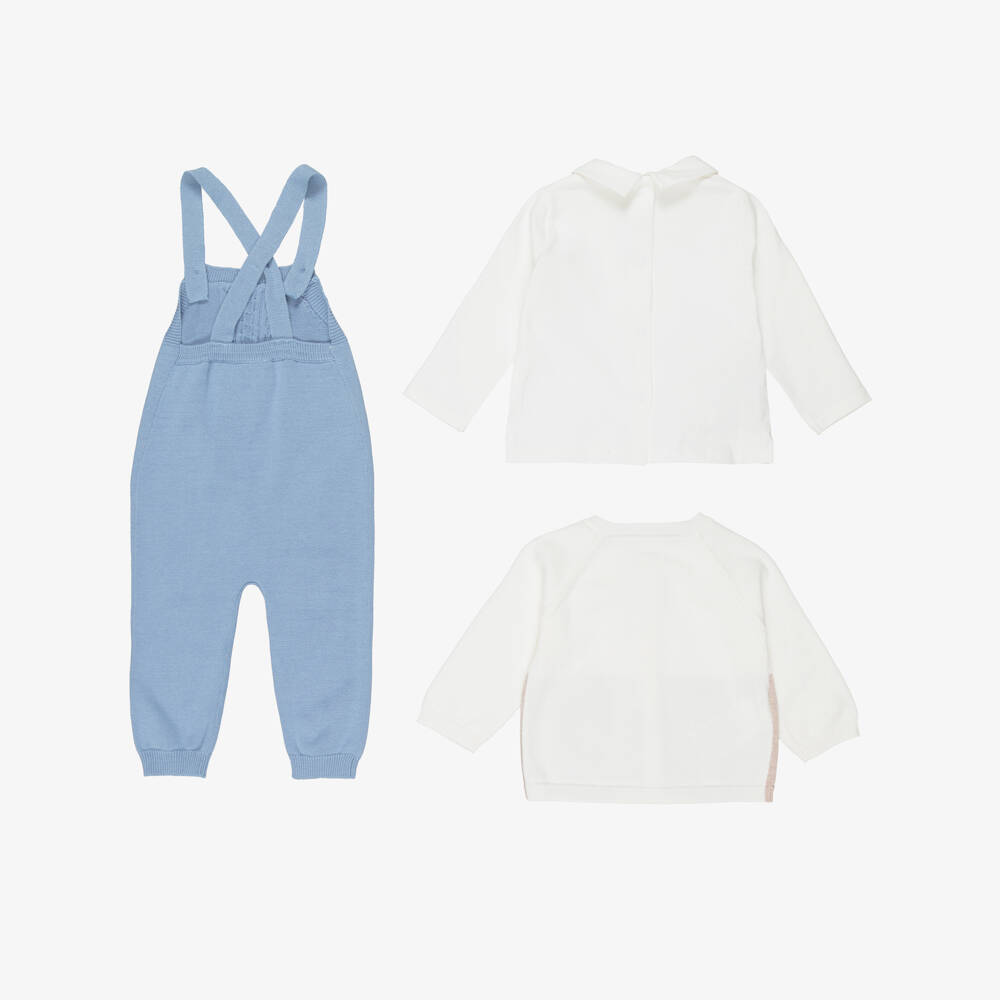 Mayoral Newborn-Baby Boys Blue Bunny Knitted Dungaree Set | Childrensalon
