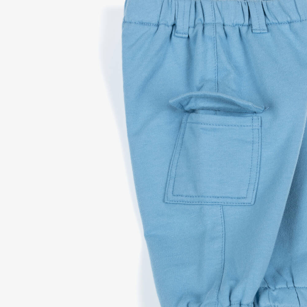 Mayoral Newborn-Baby Boys Blue Cotton Cargo Pocket Joggers | Childrensalon