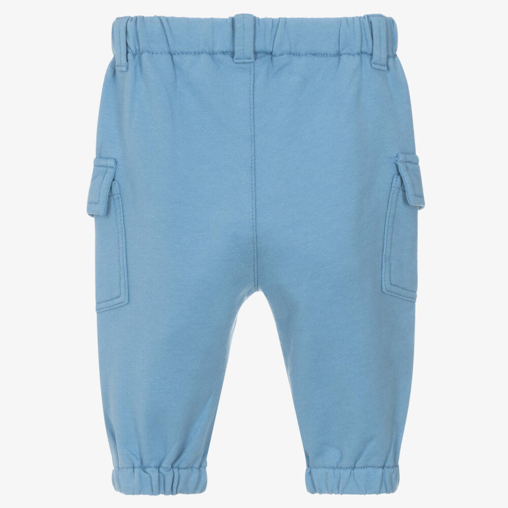Mayoral Newborn-Baby Boys Blue Cotton Cargo Pocket Joggers | Childrensalon