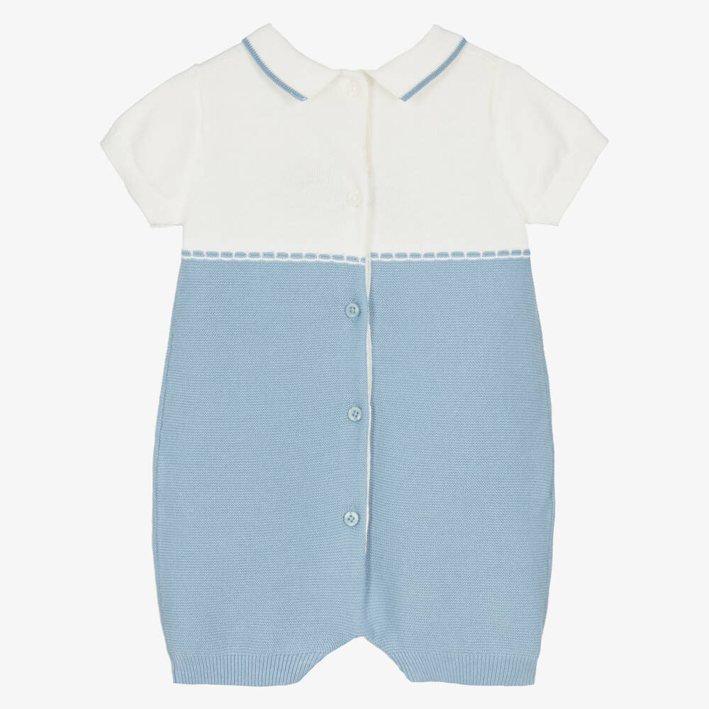 Mayoral Для новорожденных-Baby Boys Blue Cotton Knit Collared Shortie | Childrensalon