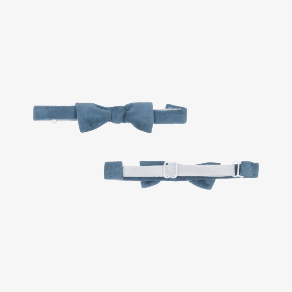 Mayoral Newborn-Baby Boys Blue Cotton Shirt & Bow Tie | Childrensalon