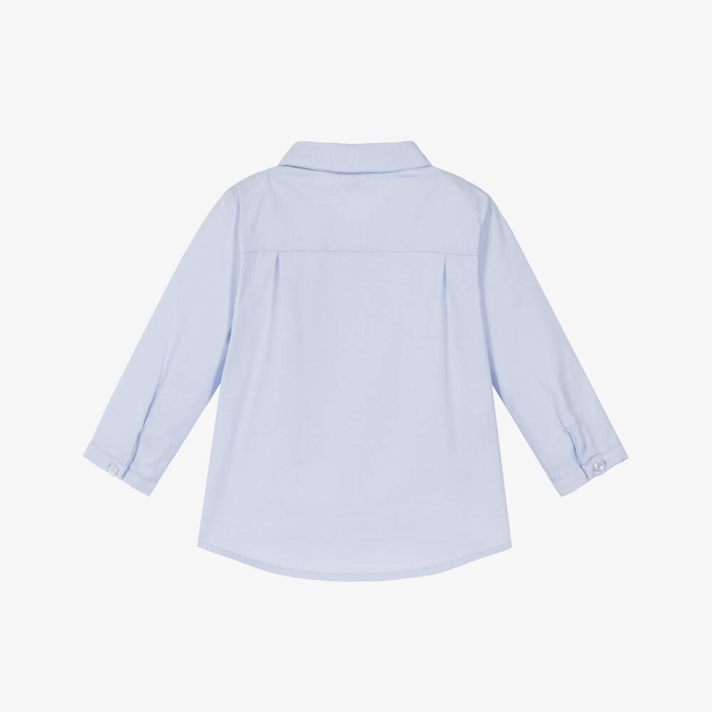 Mayoral Newborn-Baby Boys Blue Cotton Shirt with Bow Tie | Childrensalon