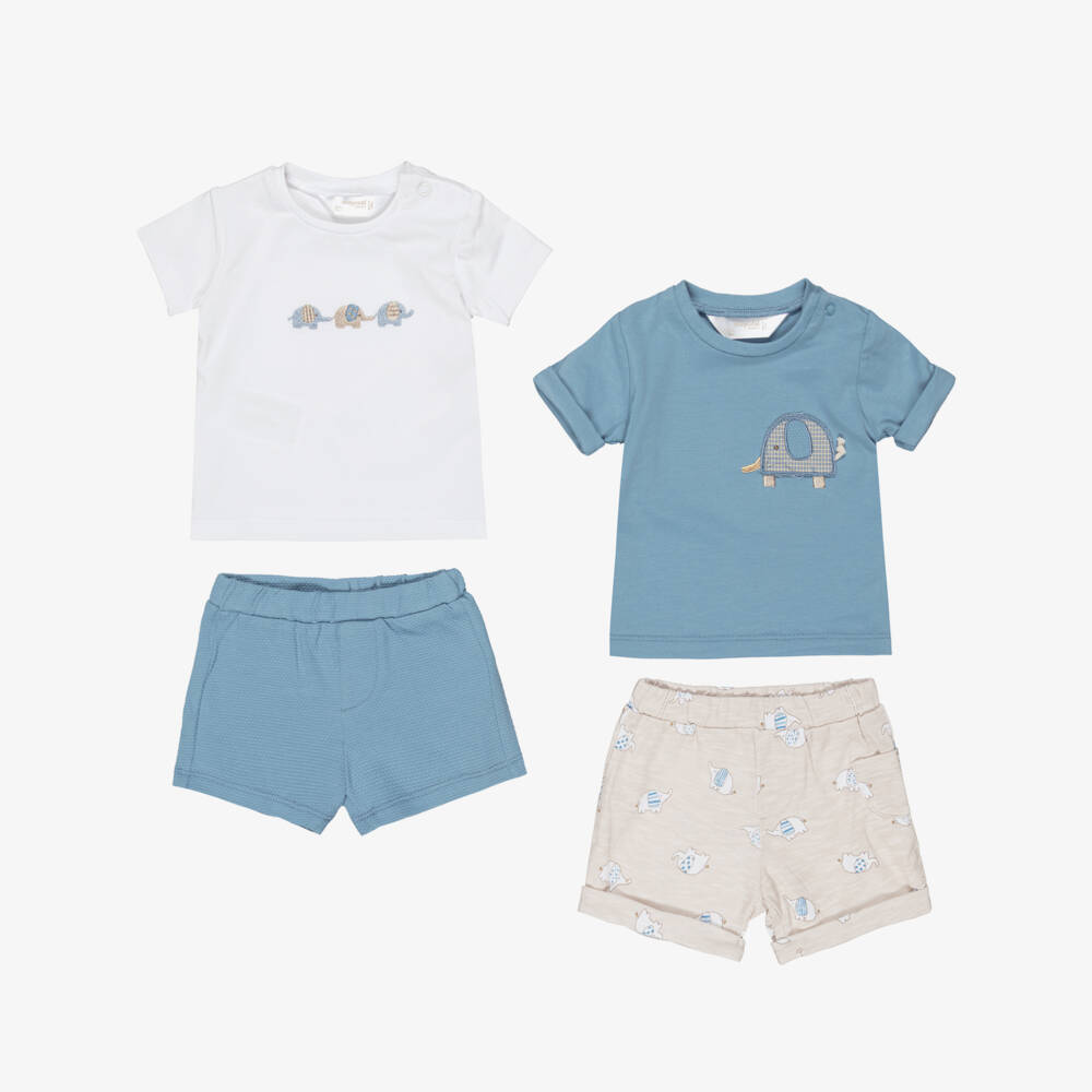 Mayoral Newborn-طقم شورت قطن لون أزرق للأولاد الرضع | Childrensalon