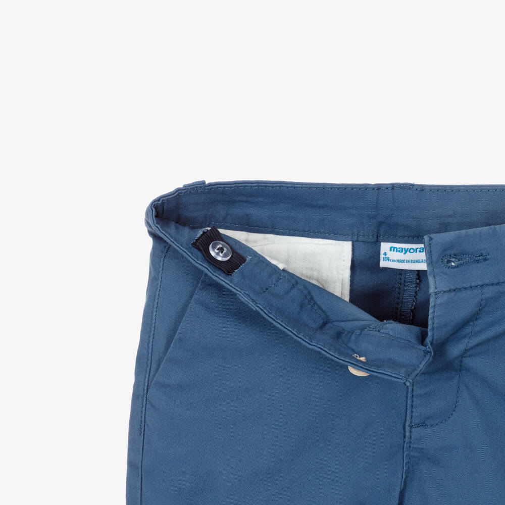 Mayoral-Baby Boys Blue Cotton Twill Chino Style Shorts | Childrensalon