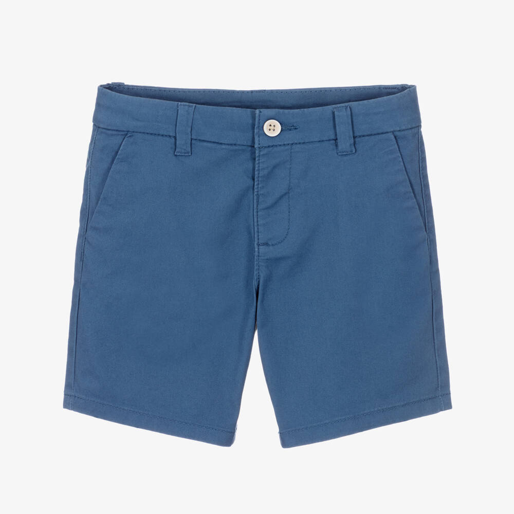 Mayoral-Baby Boys Blue Cotton Twill Chino Style Shorts | Childrensalon