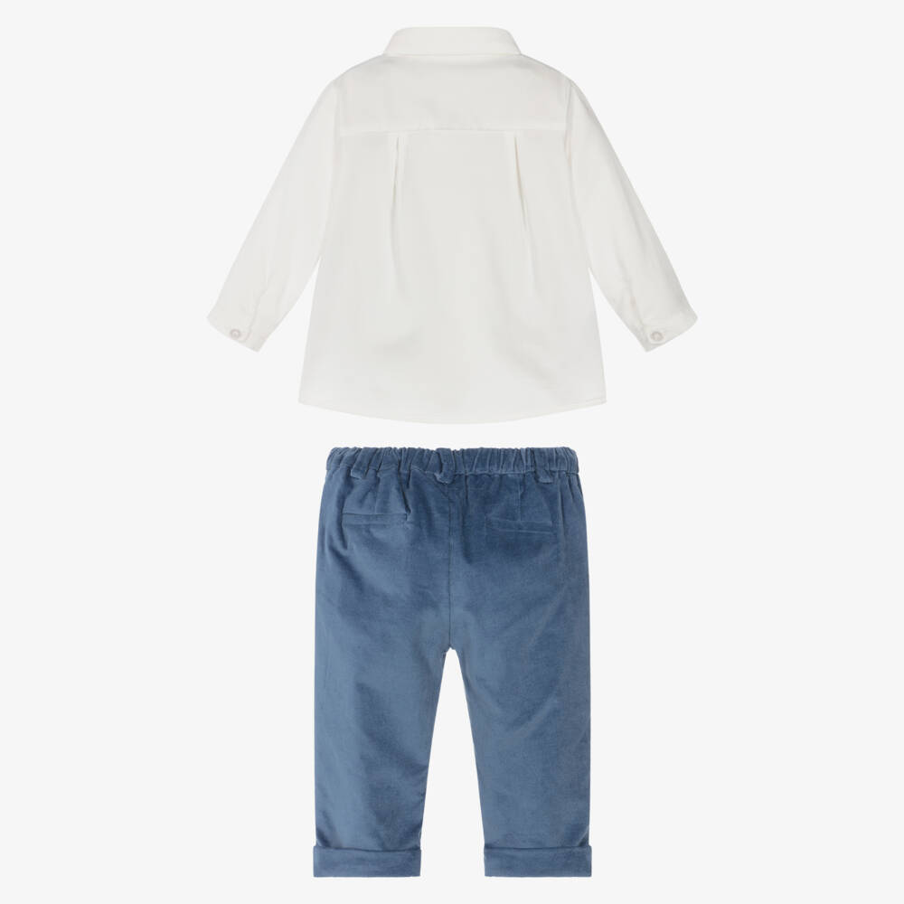 Mayoral Для новорожденных-Baby Boys Blue Cotton Waistcoat Suit | Childrensalon