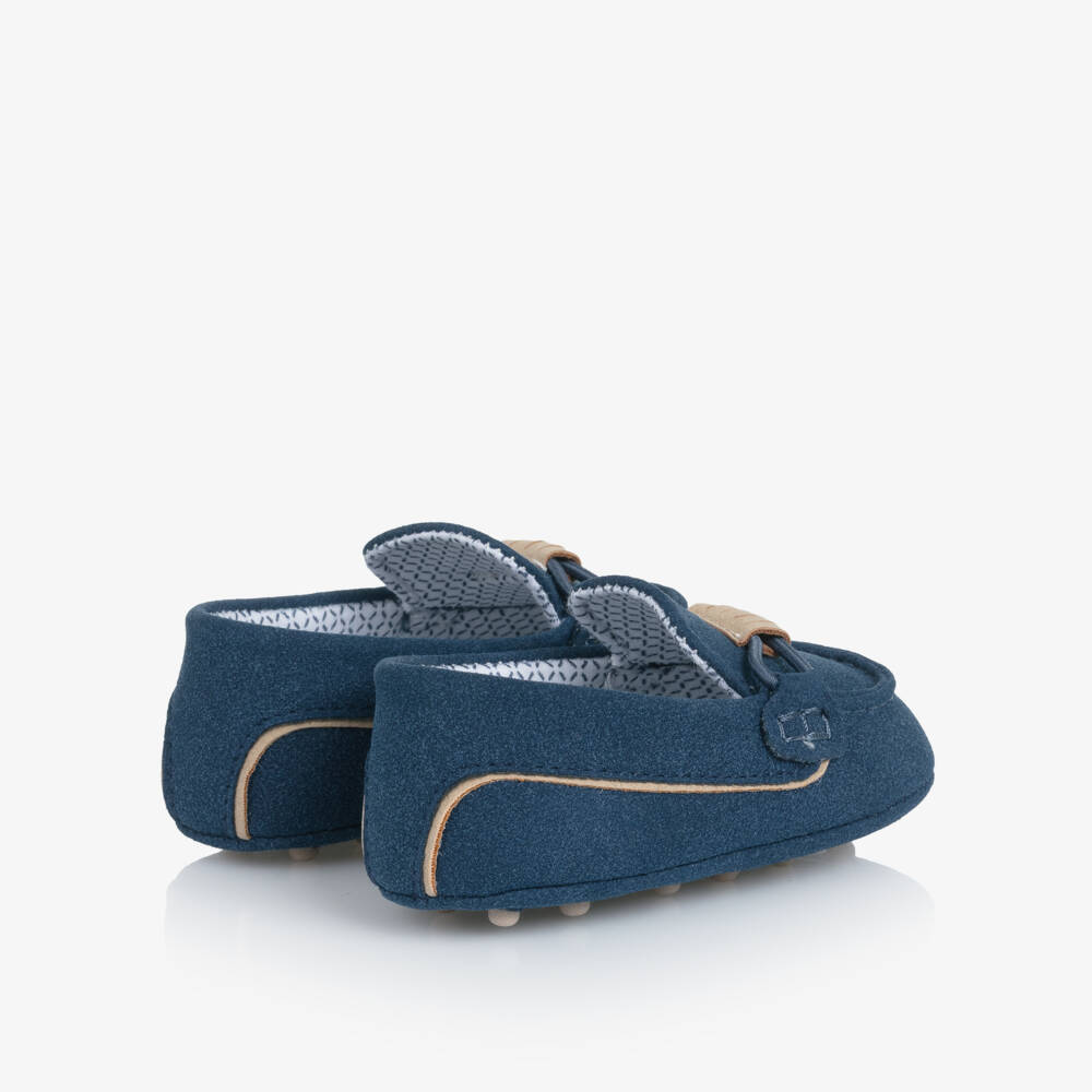 Mayoral Newborn-Baby Boys Blue Faux Suede Pre Walker Moccasins | Childrensalon