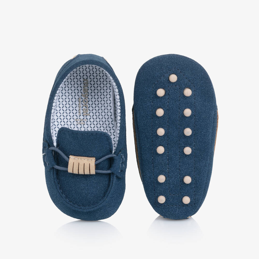 Mayoral Newborn-Baby Boys Blue Faux Suede Pre Walker Moccasins | Childrensalon