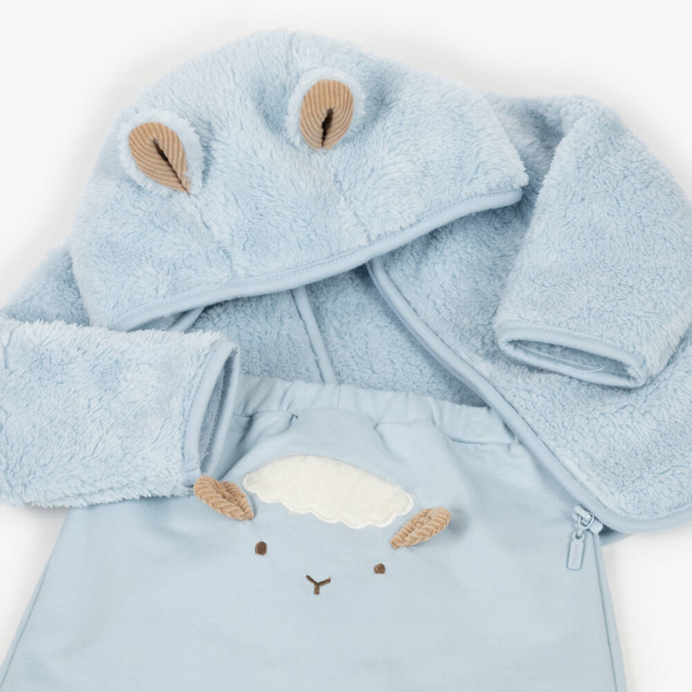 Mayoral Newborn-Baby Boys Blue Fleece Zip-Up Top & Trouser Set | Childrensalon